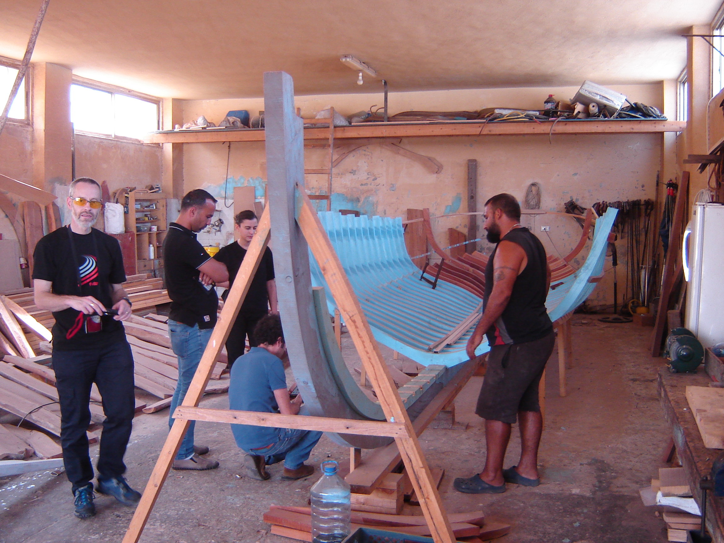 One of the traditional wooden boat building workshops on the dockside of Sidons old harbour